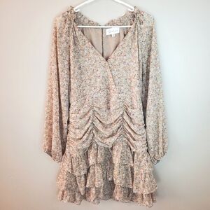 Sweet Lemon Size M Ditsy Floral Ruffle Long Sleeve Lined Dress